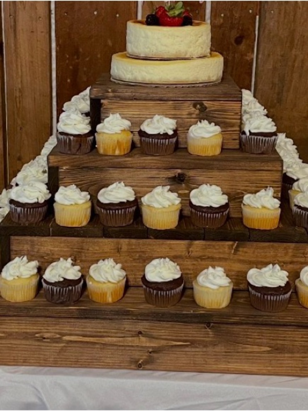 Rustic Wooden Cupcake Stand Display - Brown